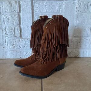 Vintage leather tassle cowboy boots